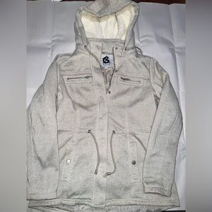 Guess brand brand Cream Hooded Jacket with Faux Fur Lining